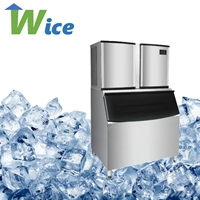 Máquina de Hielo Comercial WICE de Doble Cabezal, Alta Potencia, Producción Diaria de 900 kg, Almacenamiento de Hielo de 450 kg, Ideal para Lugares con Alta Demanda