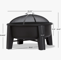 Barbecue d'extérieur robuste et foyer combinés, avec anneau de sécurité entièrement fermé, idéal pour les fêtes de jardin d'été et comme cadeau de Fête des Pères