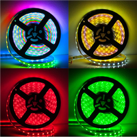 Bande LED magique USB étanche IP67, double signal, adressable individuellement, 60 pixels, blanc/noir, RGBIC WS2811, 12V DC