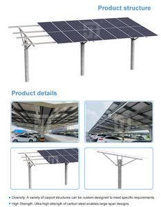 Tùy chỉnh thiết kế nước bằng chứng năng lượng mặt trời gắn kết carport cấu trúc hai bên xe đậu xe năng lượng mặt trời gắn - Product Image 3