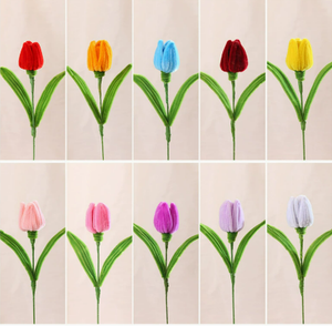 Ramo de <span class=keywords><strong>Tulipanes</strong></span> Artificiales Tejidos a Crochet, Flores Preservadas en Varilla, Regalo para el Día de San Valentín o el Día de la Madre - Product Image 2