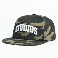 Camouflage distressed snapback pet met 3D puff borduurwerk, flat bill, vintage gewassen katoen, streetwear baseball cap voor heren
