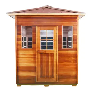 4 person Canadian red cedar wood Luxury infrared sauna with color light therapy dry sauna room for lose weight