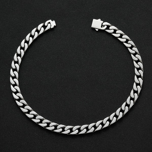 Collar de Cadena de Acero Inoxidable Liso de 12 mm con Cierre de Resorte, Collar de Cadena Plana Ligera de Acero Inoxidable, Moda Tanjing - Product Image 2