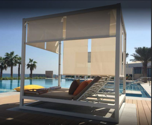Chaise longue double en aluminium Royal Garden <span class=keywords><strong>pour</strong></span> patio extérieur, lit <span class=keywords><strong>de</strong></span> soleil <span class=keywords><strong>pour</strong></span> <span class=keywords><strong>piscine</strong></span> ou plage, mobilier d'hôtel en métal - Product Image 1