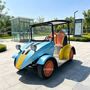 Voiture de tourisme électrique vintage ZOWN, verte et orange, 4 places, haute garde au sol - Product Image 1