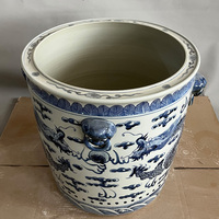 Jingdezhen Style Antique Bleu et Blanc Dragon Volant Motif Céramique Grand Jardin Fleur Planteur Porcelaine Pots De Fleurs pour La Maison