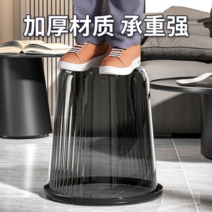 Transparent Black Cylindrical Trash Can 25cm Diameter <b>Large</b> Capacity Indoor Waste <b>Bin</b> - Product Image 5