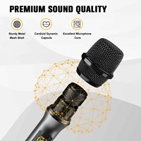 Ensemble de microphones dynamiques sans fil portables avec récepteur UHF rechargeable, suppression du bruit, portée de 60 m, Plug & Play, sans fil, en métal