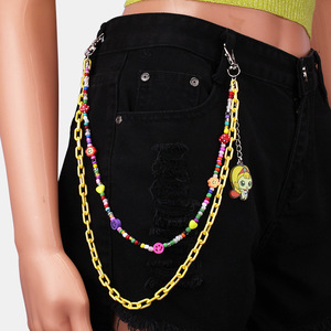 Cadena de cintura de doble capa con cuentas de resina de colores y diseño de Avatar de dibujos animados para mujer, accesorio de moda juvenil - Product Image 3