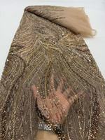 Fabricant de tissu en dentelle perlée brodée africaine