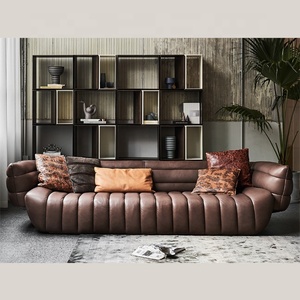 Ensemble canapé et fauteuil en cuir de vache, motif chenille, haut moderne, luxe, pour salon, 1 pièce - Product Image 2