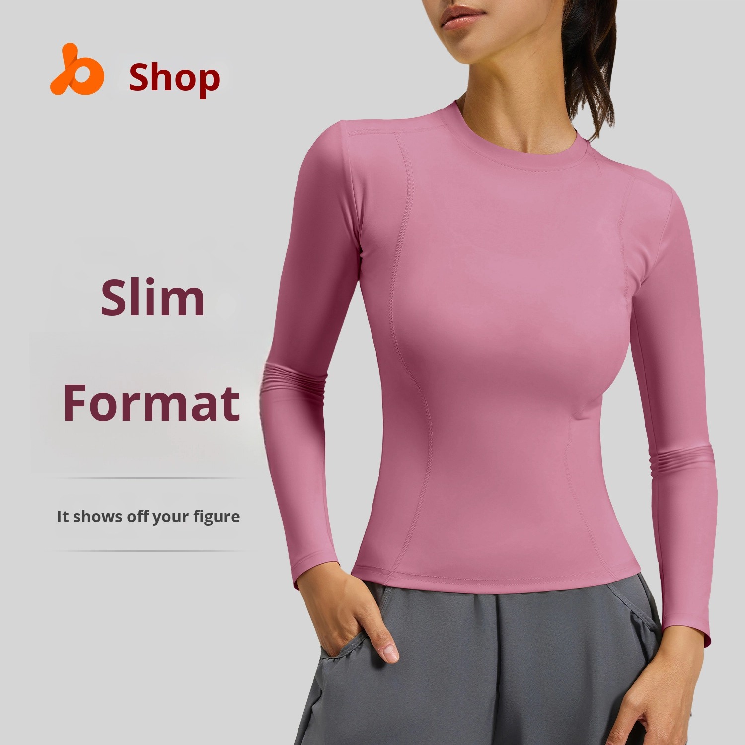 2025 Breathable Slim-Fitting Yoga Top Round-Neck Long-Sleeved Fitness Running Sports T-Shirt Spandex/Polyester Skinny