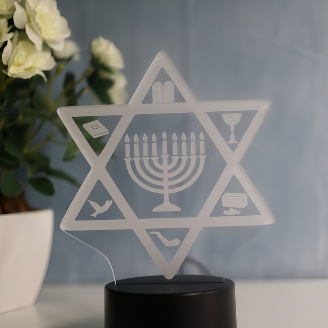 Custom Logo Hanukkah LED 3d NightLight Novelty Gift Decorative Smart Indoor Lamp Wholesale