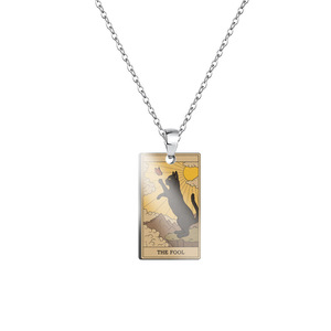 <span class=keywords><strong>TAROT</strong></span> Waite Grand Arcana Vintage pintura al óleo UV Color impresión gato collar de acero inoxidable colgante chapado en oro forma de cruz - Product Image 6