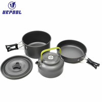 Batterie de cuisine de camping antiadhésive légère bouilloire et casseroles kit de désordre pour l'aventure en plein air