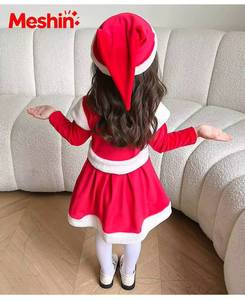 Ensemble de vêtements pour filles Noël 2026, robe rouge Père Noël, chapeau, bandeau, costume de fête pour enfants - Product Image 5