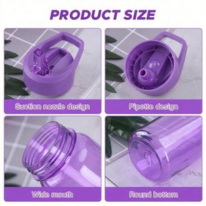 Bouteille d'eau sport en plastique 24 oz avec logo personnalisé, sans BPA, réutilisable, avec paille et couvercle à clapet, idéale pour la promotion - Product Image 3