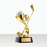 Trophée de golf en résine UV personnalisé haut de gamme pour entreprise, récompense créative pour employé d'honneur, avec base noire