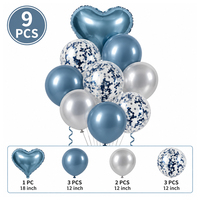 Ensemble de ballons pour centre de table de fête d'anniversaire, ballons en latex avec confettis et ballons en feuille d'aluminium en forme d'étoile et de cœur pour photos