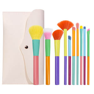 Juego de Brochas de Maquillaje YRX al por Mayor, 10 Piezas, Profesionales, Coloridas, con Mango de Madera Sintética Suave y Virola de Aluminio - Product Image 3