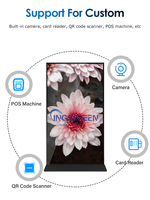 INGSCREEN 75 85 98 pouces, écran numérique sur pied, lecteur publicitaire LCD, écran tactile vertical, kiosque pour centre commercial