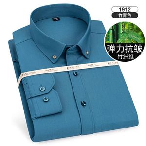 Chemise à manches longues en fibre de bambou avec col à boucle, nouvelle, élastique, infroissable, style business décontracté pour <span class=keywords><strong>homme</strong></span>, grande taille, pour ouvrier - Product Image 4