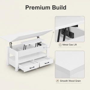 Mesa de Centro Multifuncional con Altura Ajustable, Mesa de Salón con Cajón y Compartimento Oculto, Mesa para Té y Café y <span class=keywords><strong>Mueble</strong></span> para <span class=keywords><strong>TV</strong></span> - Product Image 2