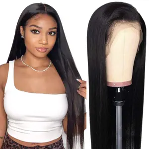 Wig Renda Depan Hd Rambut Indian Mentah untuk WANITA HITAM Di AS 5 Bintang Pemasok 4X4 13X4 Pencabutan Wig Renda Depan Full Hd Rambut Perawan