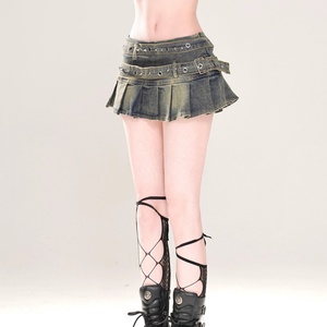 Faldas Vaqueras Vintage Punk Y2k al por Mayor del Fabricante, Minifalda Plisada con Cinturón, Faldas Sexys para Chicas Picantes - Product Image 2