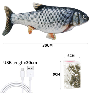Nuovo prodotto simulazione Kicker mobile elettrico Usb Floppy peluche cuscino <span class=keywords><strong>Catnip</strong></span> pianta Flippity pesce giocattolo interattivo per gatti - Product Image 4