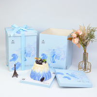 Boîte à gâteau personnalisée avec logo pour anniversaire, mariage, fête, utilisation OEM, boîte pliable en papier de qualité alimentaire, emballage cadeau avec poignée