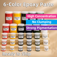 Pâte colorante époxy 6 couleurs 100g/flacon - Couleurs vibrantes véritables, forte pigmentation avec une pâte fine et lisse, prête à être expédiée
