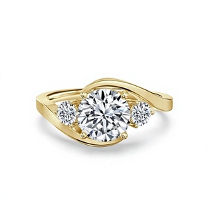 Customized 10K Solid Gold Classic iced <b>Three</b> Stone Moissanite Diamond Rings for Women Luxury Fine Jewelry Wedding Promise Gifts - Product Image 1