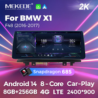 MEKEDE 2K 2400*900 Car-Play Android Auto GPS Caméra de recul Autoradio 4G LTE Android 14 Snapdragon 685 pour BMW X1 F48 2016-2017