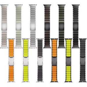 Correa de Silicona y Titanio para Apple Watch Ultra 3/2/1 49mm 46mm 45mm 44mm con Botón de Seguridad para <span class=keywords><strong>IWatch</strong></span> 11 10 9 8 7 6 5 SE 3 - Product Image 2