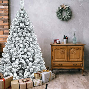Flocked Artificial Christmas Tree Holiday <b>Xmas</b> White Tree for Home Party Indoor <b>Outdoor</b> <b>Decoration</b> Full Christmas Tree - Product Image 3