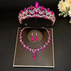 HP425 Bride Wedding Head Jewelry Set Bridal jewelry set Crystal Crown Necklace Earrings set