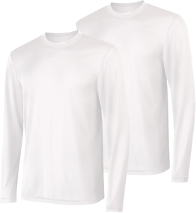 Camiseta de Manga Larga Blanca para Hombre, Cuello Redondo, 100% Algodón, Corte Regular, Color Sólido, Estilo Casual, Tejido Jersey - Product Image 1
