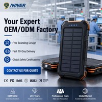 Batterie externe sans fil à énergie solaire 20 000 mAh, chargeur étanche, source d'alimentation mobile portable d'urgence pour l'extérieur