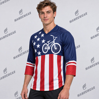 Maillot de VTT patriotique personnalisé pour hommes, manches 3/4, chemise de cyclisme, vêtements de course BMX, impression par sublimation, fabricant OEM
