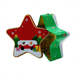 Boîtes à chocolat en forme d'étoile en fer blanc recyclables de qualité supérieure Conteneurs en métal gaufré Stockage de jouets alimentaires - Product Image 1