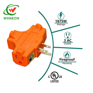 Adaptateur en forme de T pour rallonge à 3 prises, espacé à 3 broches, robinet mural mis à la terre, répartiteur de puissance à prises multiples - Product Image 3