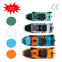 Kayak à pédales modulaire de 3 m (10 pieds) pour la pêche en tandem, idéal pour 3 personnes, avec système de propulsion à pédales, pour la pêche en mer et le transport de poissons vivants.