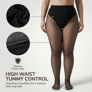 Collants noirs <span class=keywords><strong>grande</strong></span> <span class=keywords><strong>taille</strong></span> avec couture arrière, légère compression, <span class=keywords><strong>taille</strong></span> haute, opaques, effet lingerie - Product Image 1