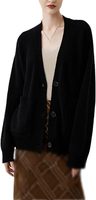 Damen 2024V Winter Fashion Sweater Lose verdickte Kragen Cardigan einfarbige kurze Strickjacke aus Kaschmir