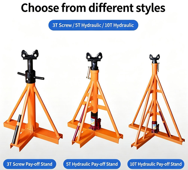 Heavy Duty 3T/5T Hydraulic & Screw Cable Reel Stand for Fiber Optic Cable Pay-off