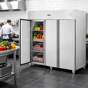 Refrigerador de Acero Inoxidable de 3 Puertas, Sin CFC, Refrigerador para Gabinete de Cocina, con Clips de Acero Inoxidable - Product Image 1