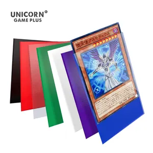 750pcs 새로운 거친 질감 지속적으로 절단 프리미엄 Yugioh 소형 62x89 매트 트레이딩 카드 슬리브