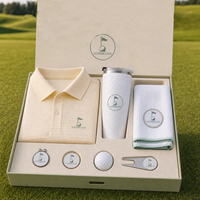 Ensemble de golf personnalisé : Polo, serviette, gobelet, marqueur de balle, outil de réparation de divots, accessoires de golf de luxe, coffret cadeau d'entreprise, logo personnalisé